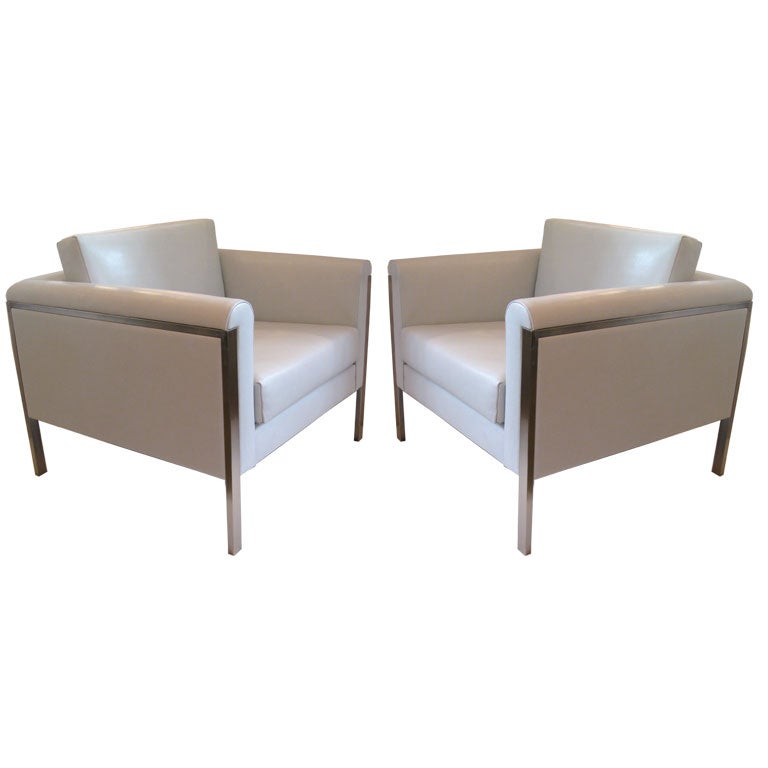 Pair of  Large George Kasparian Club Chairs