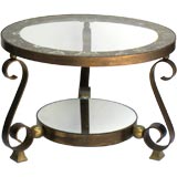 Robert and Mito Block Eglomise Mirror and Brass Table