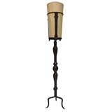 Early Jacques Adnet Stiched Leather over Steel Floor Lamp