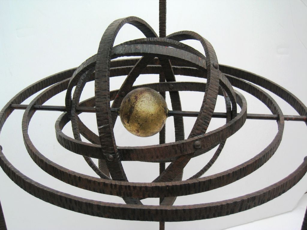 Mid-20th Century Pair of  Wrought Iron and Gilt Armillary Sphere Tables