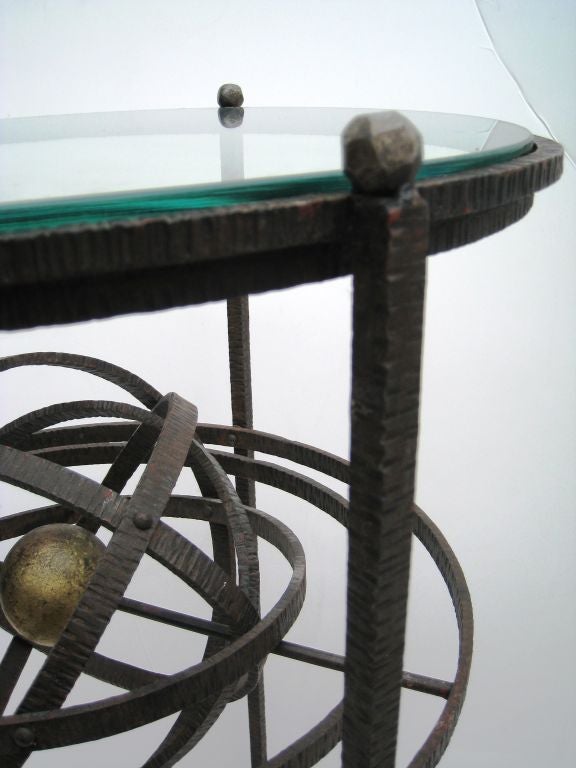 Argentine Pair of  Wrought Iron and Gilt Armillary Sphere Tables
