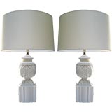 Pair of Plaster Lamps with Gesso Finish