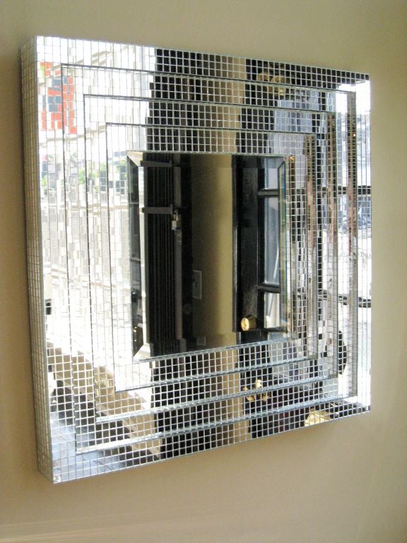 Downtown Classics Collection -STUDIO Mirror. Mosaic Glass Mirror Frame with Beveled interior Mirror.  Four Step Frame with clear interior mirror.