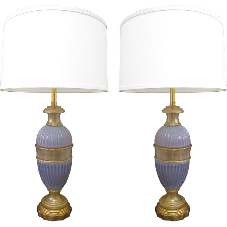 Large Pair of Seguso Table Lamps