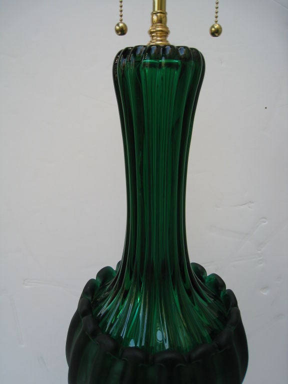 Italian Pair of Seguso Murano Glass Lamps