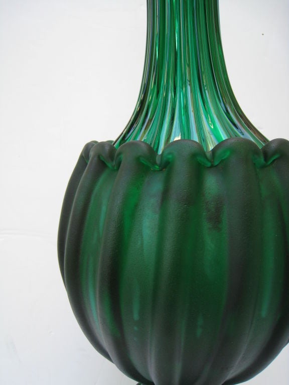 Pair of Seguso Murano Glass Lamps In Excellent Condition In Los Angeles, CA