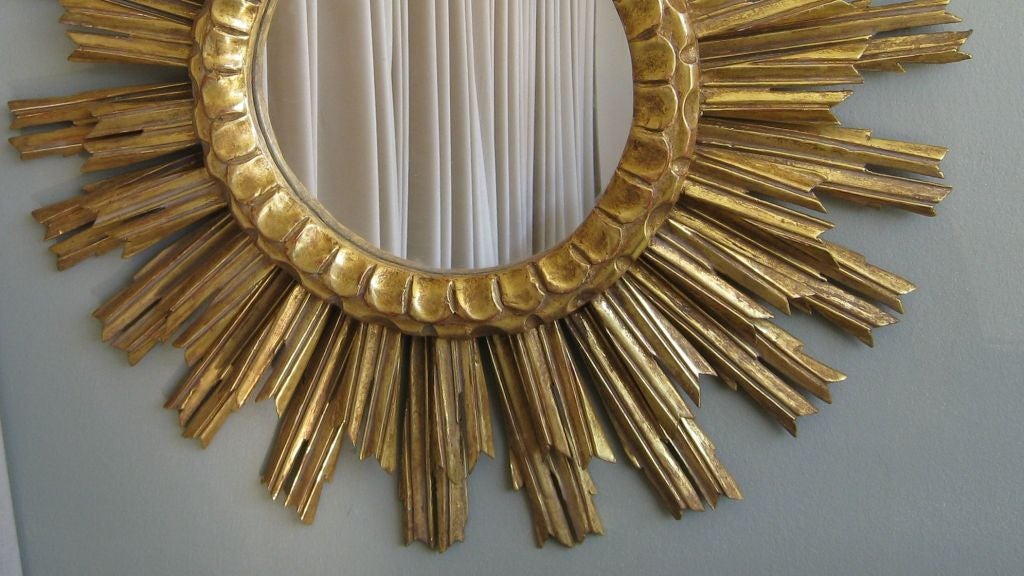 20th Century Pair of Spanish Hand Carved Gilt Mirrors