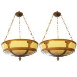 Pair of Large Dome Chandeliers