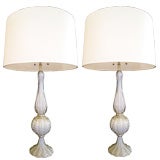 Pair of Murano Fratelli Toso Glass Lamps
