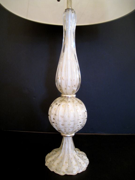 Pair of Murano Fratelli Toso Glass Lamps