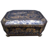 Antique Black and Gilt Japanese Tea Box - Large