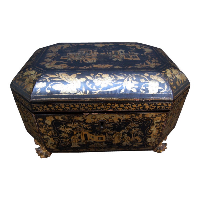Black and Gilt Japanese Tea Box at 1stdibs