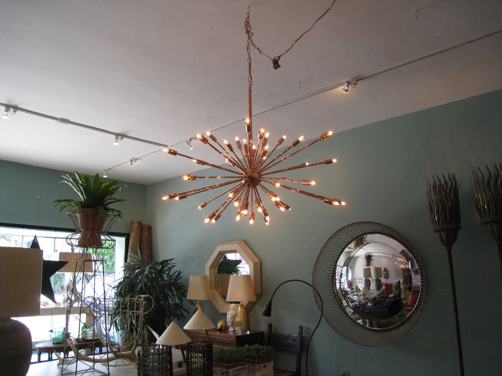 Downtown Classics Collection Sputnik Chandelier in Copper.<br />
Also available in Chrome, Brass and Oil Rubbed Bronze.<br />
42 Arms.