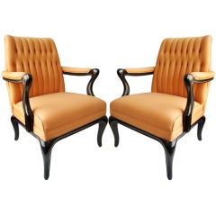 Pair of Maurice Bailey for Monteverdi Young Tufted Arm Chairs