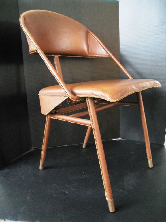 Mid-20th Century Jacques Adnet Large Executive 6 Foot Desk and Chair