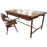 Jacques Adnet Large Executive 6 Foot Desk and Chair