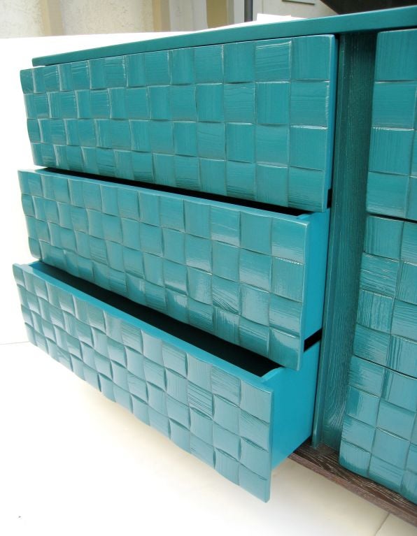 American Paul Laszlo Basket Weave Cabinet