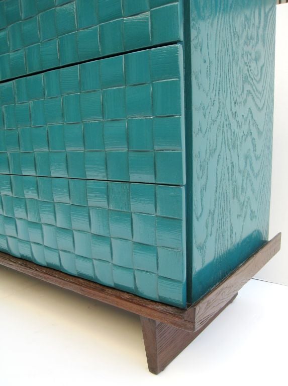 Lacquered Paul Laszlo Basket Weave Cabinet
