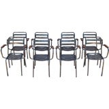 Set of Eight Polished Steel Arm Chairs