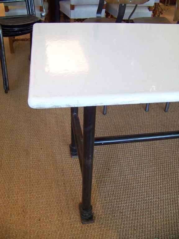 Industrial Table w/ Enameled  Stone Top