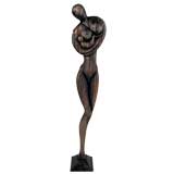 WOOD SCULPTURE OF WOMAN WITH CHILD