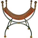 STEEL AND LEATHER CURULE STOOL / BENCH