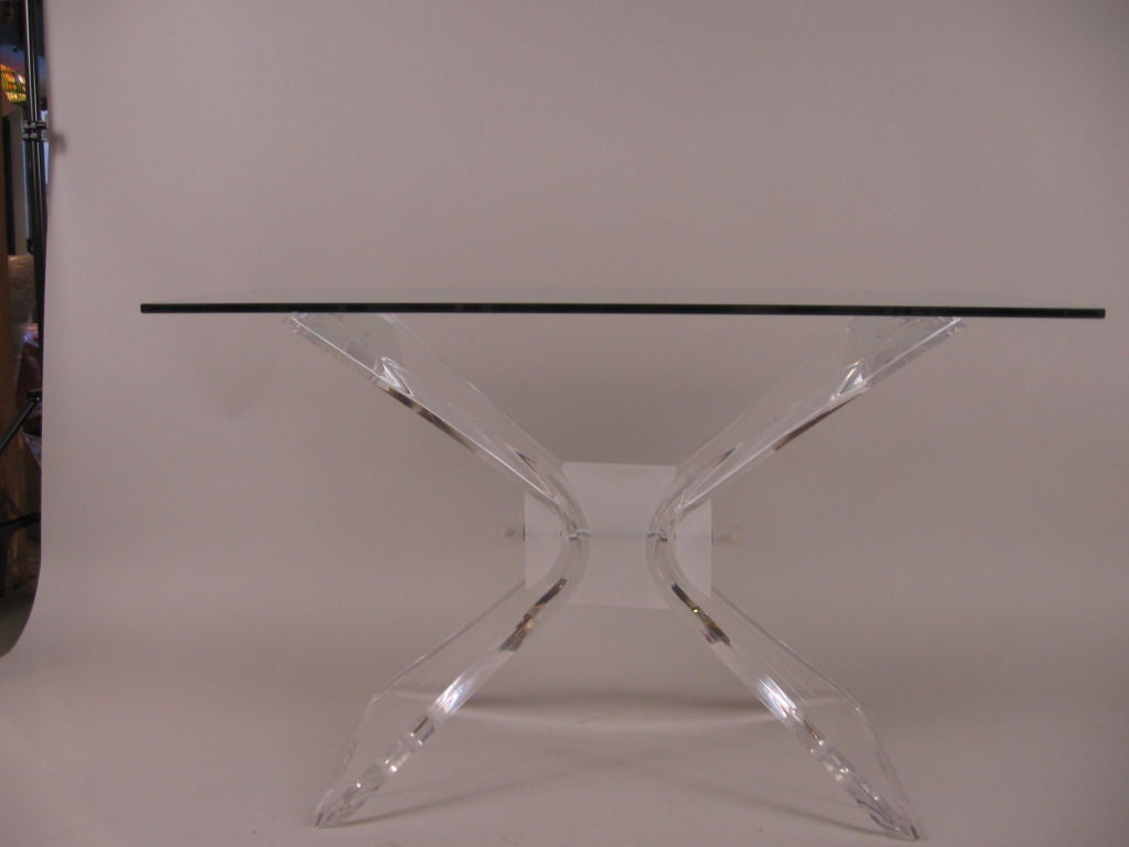 American LUCITE AND GLASS CONSOLE / SOFA TABLE
