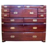 Antique ROSEWOOD CAMPAIGN CHEST OF DRAWERS / SECRETARY