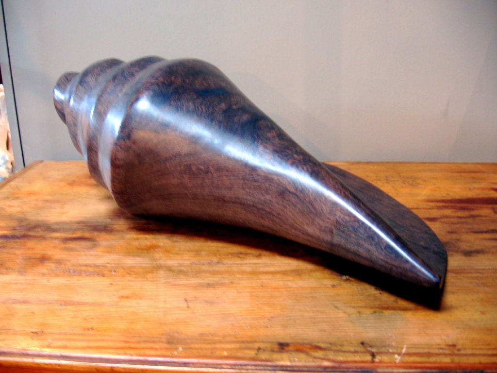 Unknown LARGE WOODEN SCULPTURE OF CONCH SHELL