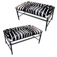 PAIR OF "ZEBRA" BENCHES / STOOLS