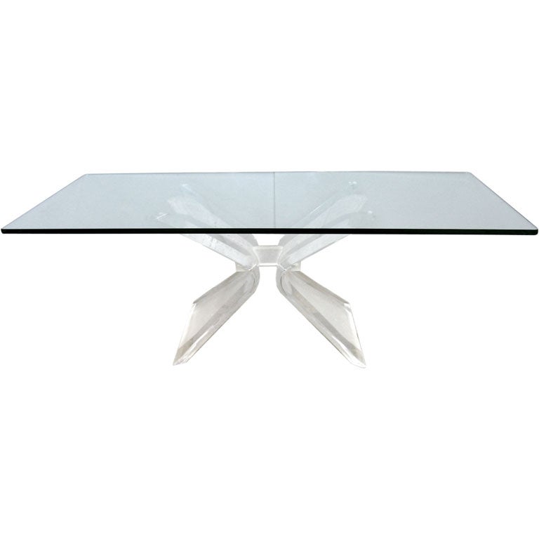 LUCITE AND GLASS COFFEE TABLE