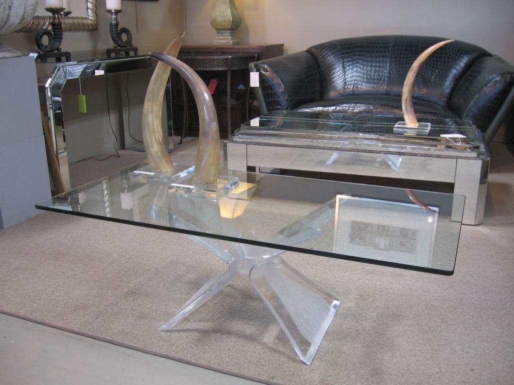 20th Century LUCITE AND GLASS COFFEE TABLE
