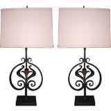 PAIR OF "INDUSTRIAL CHIC" WROUGHT RON LAMPS