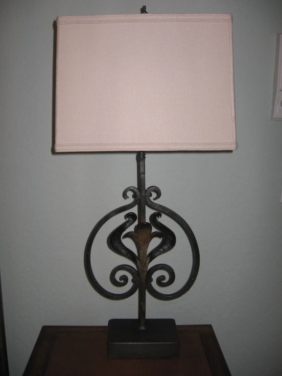 PAIR OF "INDUSTRIAL CHIC" WROUGHT RON LAMPS