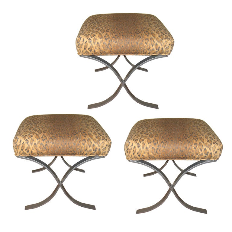 THREE LEOPARD STOOLS / BENCHES