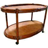 BAMBOO AND RATTAN BAR CART / SERVING TABLE