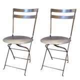 PAIR OF BRUSHED NICKEL BISTRO CHAIRS