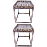 PAIR OF SNAKESKIN SIDE / END TABLES