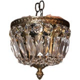 Silver metal leaf design flush mounted Basket chandelier