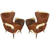Pair of Cowhide Armchairs in the Manner of Carlo Mollino
