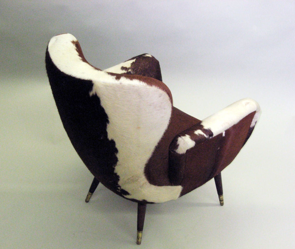 Pair of Cowhide Armchairs in the Manner of Carlo Mollino 1