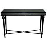 French Mid-Century Modern Neoclassical Ebony & Leather Console by Maison Jansen