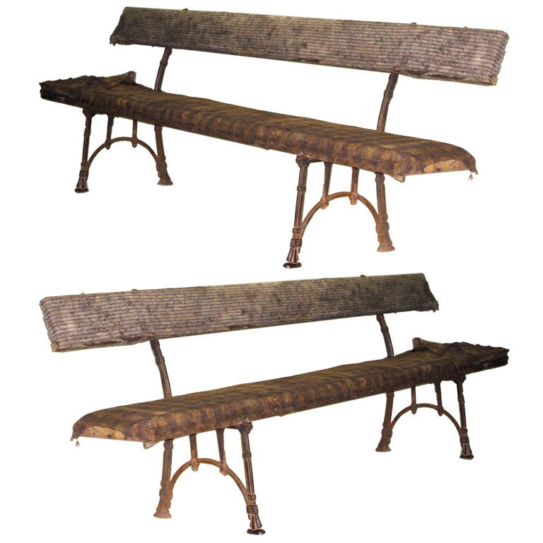Two Large French 19th Century Napoleon III Garden Benches / Settees In Good Condition For Sale In New York, NY