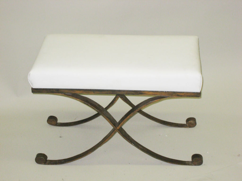 French Pair of Gilt  Iron Benches by Raymond Subes