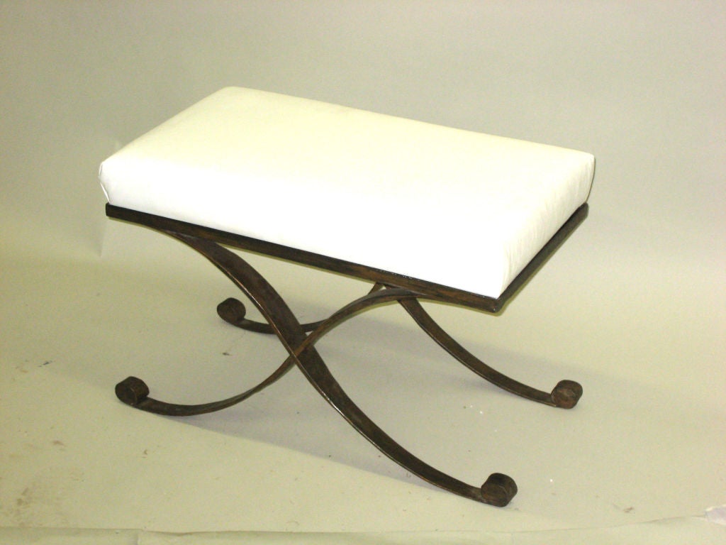 Mid-20th Century Pair of Gilt  Iron Benches by Raymond Subes