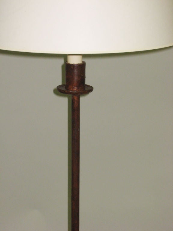 Mid-Century Modern Hand-Sewn Leather Standing Lamp by Jacques Adnet