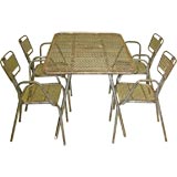 Steel Table and 8 Armchairs in the Manner of Jean Prouve