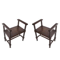 Pair of Classic Spanish Benches / Armchairs