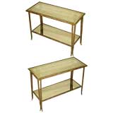 Pair of Double Level Gilt Iron End Tables in Manner of Jansen
