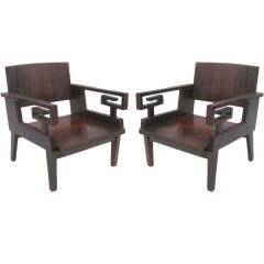 Two Pairs of French 1940s Modern Neoclassical "Greek Key" Armchairs 7
